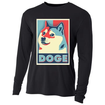 Funny Vintage Doge Meme Crypto Currency Cooling Performance Long Sleeve Crew