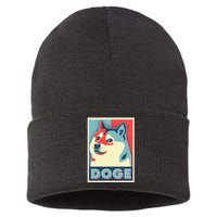 Funny Vintage Doge Meme Crypto Currency Sustainable Knit Beanie