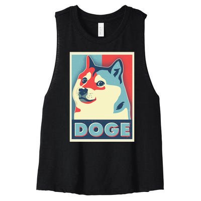 Funny Vintage Doge Meme Crypto Currency Women's Racerback Cropped Tank