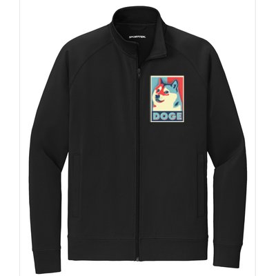 Funny Vintage Doge Meme Crypto Currency Stretch Full-Zip Cadet Jacket