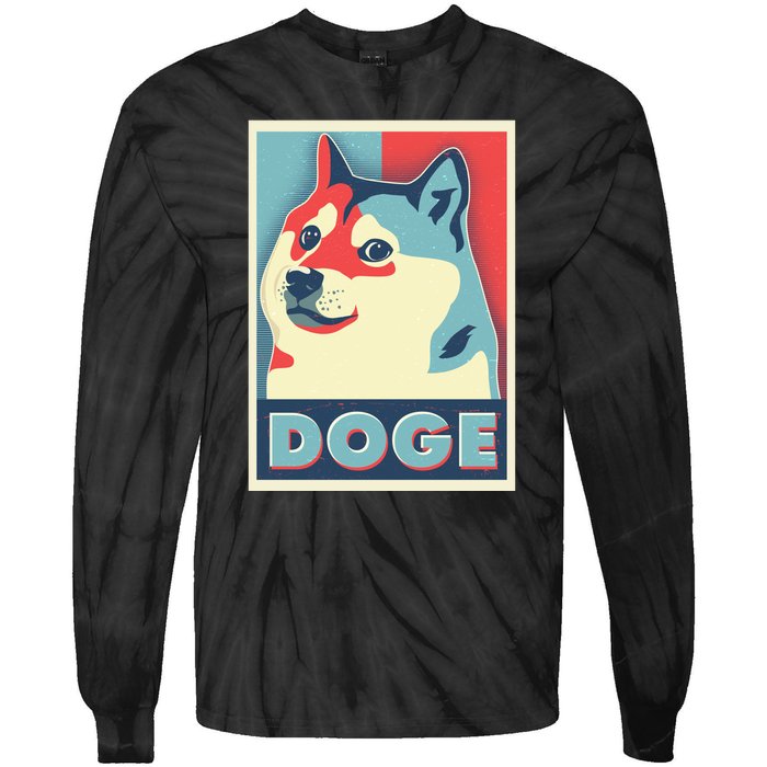 Funny Vintage Doge Meme Crypto Currency Tie-Dye Long Sleeve Shirt