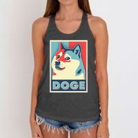 Funny Vintage Doge Meme Crypto Currency Women's Knotted Racerback Tank