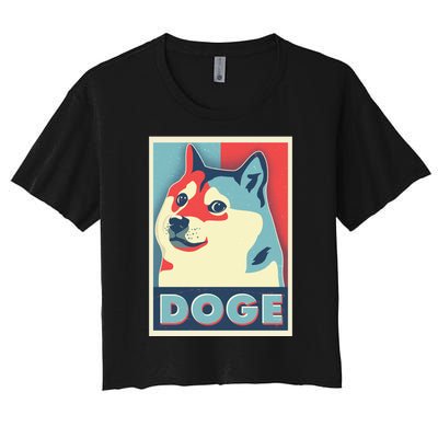 Funny Vintage Doge Meme Crypto Currency Women's Crop Top Tee