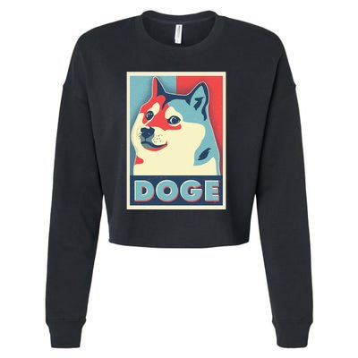 Funny Vintage Doge Meme Crypto Currency Cropped Pullover Crew