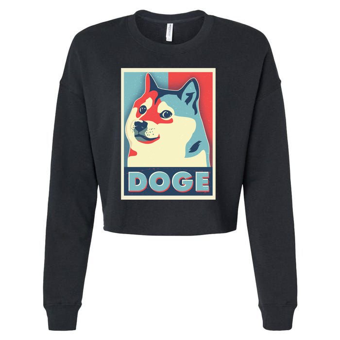 Funny Vintage Doge Meme Crypto Currency Cropped Pullover Crew