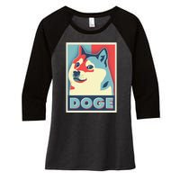 Funny Vintage Doge Meme Crypto Currency Women's Tri-Blend 3/4-Sleeve Raglan Shirt