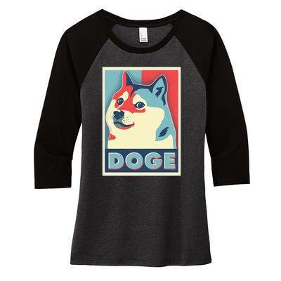 Funny Vintage Doge Meme Crypto Currency Women's Tri-Blend 3/4-Sleeve Raglan Shirt