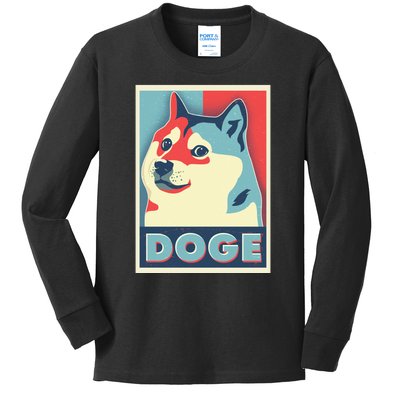 Funny Vintage Doge Meme Crypto Currency Kids Long Sleeve Shirt