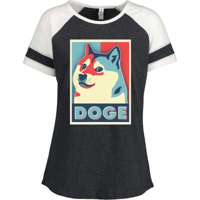 Funny Vintage Doge Meme Crypto Currency Enza Ladies Jersey Colorblock Tee