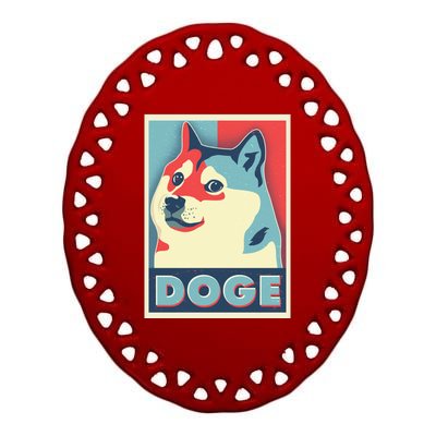 Funny Vintage Doge Meme Crypto Currency Ceramic Oval Ornament