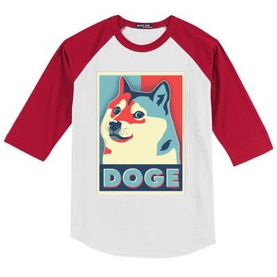 Funny Vintage Doge Meme Crypto Currency Kids Colorblock Raglan Jersey