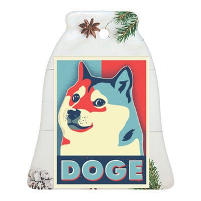 Funny Vintage Doge Meme Crypto Currency Ceramic Bell Ornament