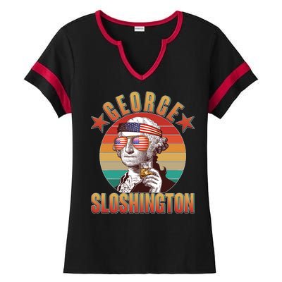 Funny Vintage George Sloshington Ladies Halftime Notch Neck Tee