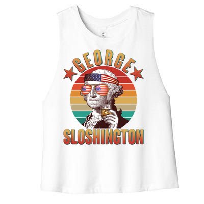 Funny Vintage George Sloshington Women's Racerback Cropped Tank