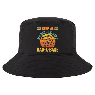 Funny Vintage I Keep All My Dad Jokes In A Dad-A-Base Cool Comfort Performance Bucket Hat