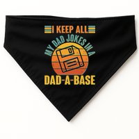 Funny Vintage I Keep All My Dad Jokes In A Dad-A-Base USA-Made Doggie Bandana