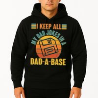 Funny Vintage I Keep All My Dad Jokes In A Dad-A-Base Hoodie