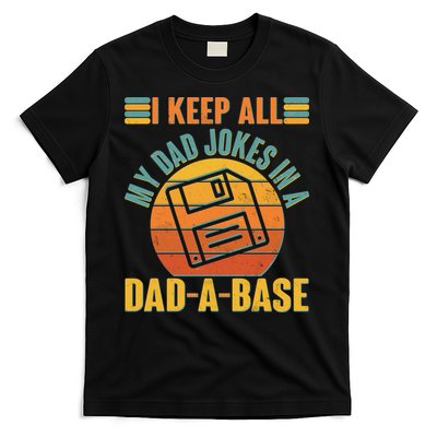 Funny Vintage I Keep All My Dad Jokes In A Dad-A-Base T-Shirt