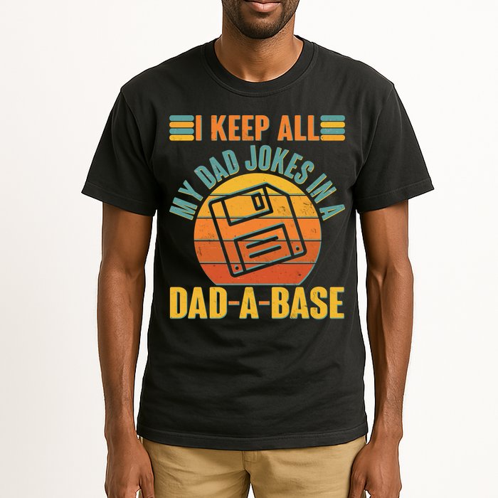 Funny Vintage I Keep All My Dad Jokes In A Dad-A-Base Tall T-Shirt