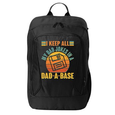 Funny Vintage I Keep All My Dad Jokes In A Dad-A-Base City Backpack