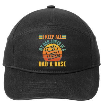 Funny Vintage I Keep All My Dad Jokes In A Dad-A-Base 7-Panel Snapback Hat