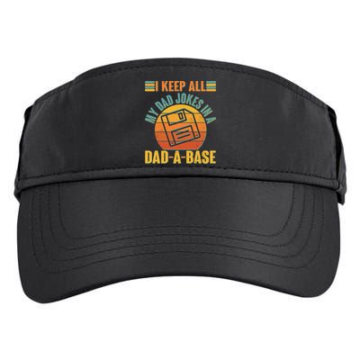 Funny Vintage I Keep All My Dad Jokes In A Dad-A-Base Adult Drive Performance Visor