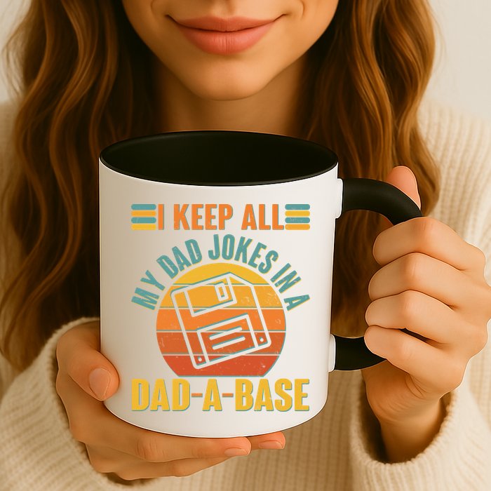 Funny Vintage I Keep All My Dad Jokes In A Dad-A-Base Mug