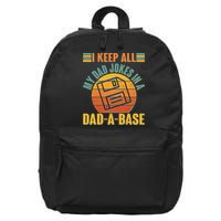 Funny Vintage I Keep All My Dad Jokes In A Dad-A-Base 16 in Basic Backpack