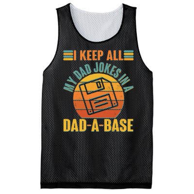 Funny Vintage I Keep All My Dad Jokes In A Dad-A-Base Mesh Reversible Basketball Jersey Tank