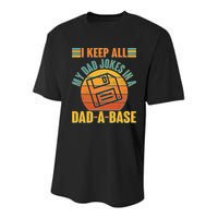 Funny Vintage I Keep All My Dad Jokes In A Dad-A-Base Youth Performance Sprint T-Shirt