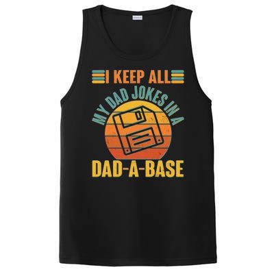 Funny Vintage I Keep All My Dad Jokes In A Dad-A-Base PosiCharge Competitor Tank