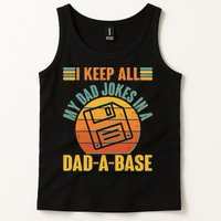 Funny Vintage I Keep All My Dad Jokes In A Dad-A-Base Tank Top