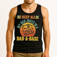 Funny Vintage I Keep All My Dad Jokes In A Dad-A-Base Tank Top