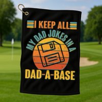 Funny Vintage I Keep All My Dad Jokes In A Dad-A-Base Golf Towel