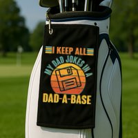 Funny Vintage I Keep All My Dad Jokes In A Dad-A-Base Golf Towel