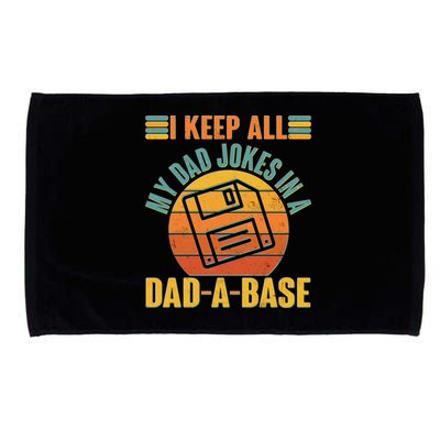 Funny Vintage I Keep All My Dad Jokes In A Dad-A-Base Microfiber Hand Towel