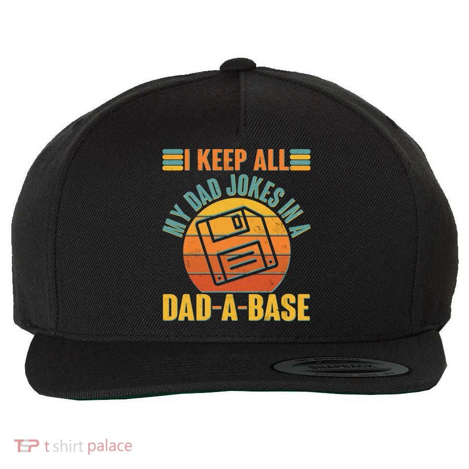 Funny Vintage I Keep All My Dad Jokes In A Dad-A-Base Wool Snapback Cap