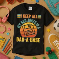 Funny Vintage I Keep All My Dad Jokes In A Dad-A-Base Kids T-Shirt