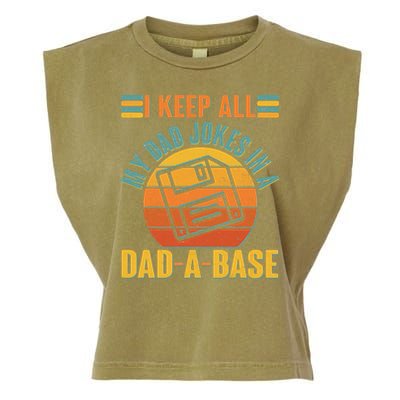 Funny Vintage I Keep All My Dad Jokes In A Dad-A-Base Garment-Dyed Women's Muscle Tee