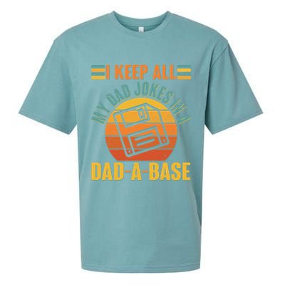Funny Vintage I Keep All My Dad Jokes In A Dad-A-Base Sueded Cloud Jersey T-Shirt