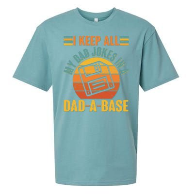 Funny Vintage I Keep All My Dad Jokes In A Dad-A-Base Sueded Cloud Jersey T-Shirt