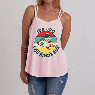 Funny Vintage IDK BRO You Kinda Sus Impostor Among Us Women's Strappy Tank