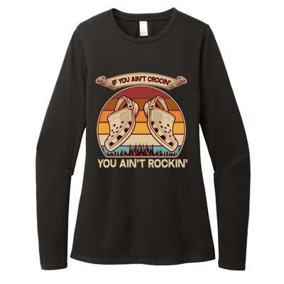 Funny Vintage If You Ain't Crocin' You Ain't Rockin Womens CVC Long Sleeve Shirt