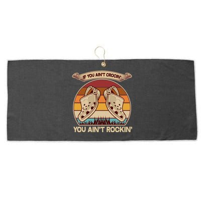 Funny Vintage If You Ain't Crocin' You Ain't Rockin Large Microfiber Waffle Golf Towel