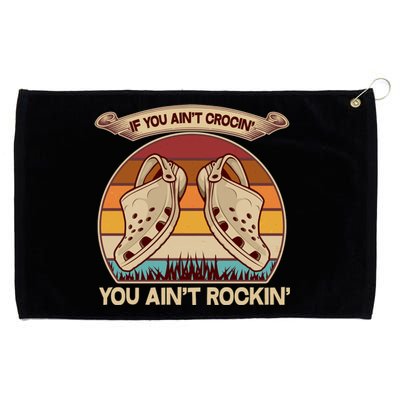 Funny Vintage If You Ain't Crocin' You Ain't Rockin Grommeted Golf Towel