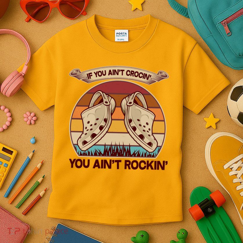 Funny Vintage If You Ain't Crocin' You Ain't Rockin Kids T-Shirt
