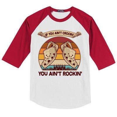 Funny Vintage If You Ain't Crocin' You Ain't Rockin Kids Colorblock Raglan Jersey