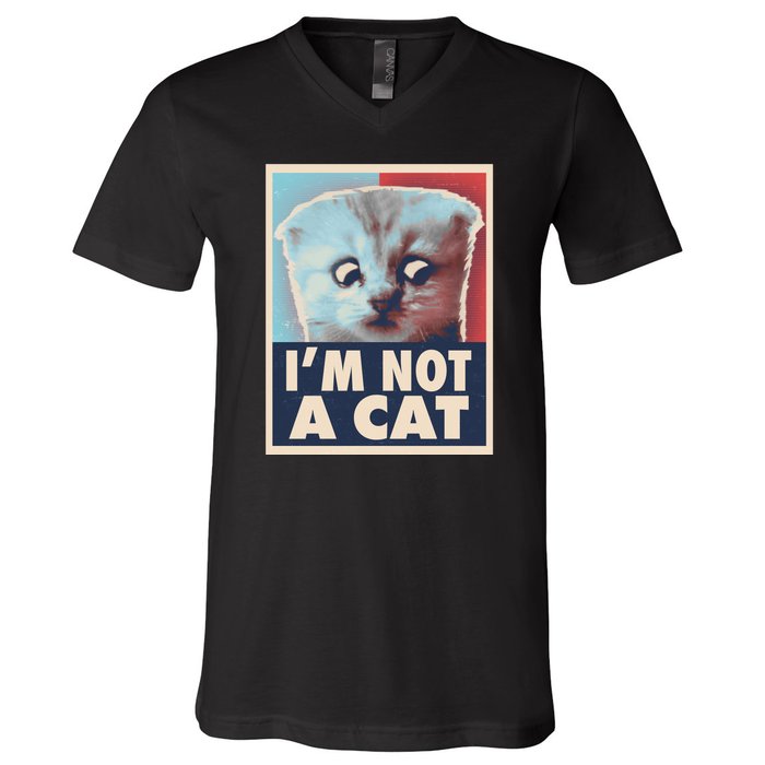 Funny Vintage I'm Not A Cat Zoom Lawyer Cat Meme V-Neck T-Shirt