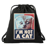 Funny Vintage I'm Not A Cat Zoom Lawyer Cat Meme Drawstring Bag