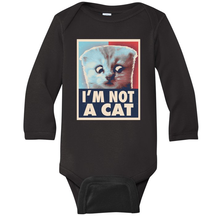 Funny Vintage I'm Not A Cat Zoom Lawyer Cat Meme Baby Long Sleeve Bodysuit